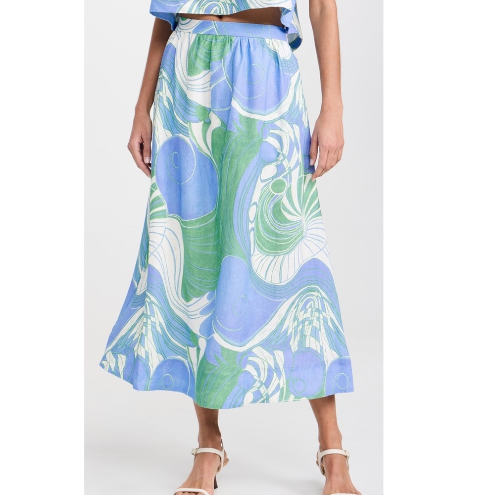 Like New Rhode Aaron Periwinkle Blue and Green Midi Skirt, S